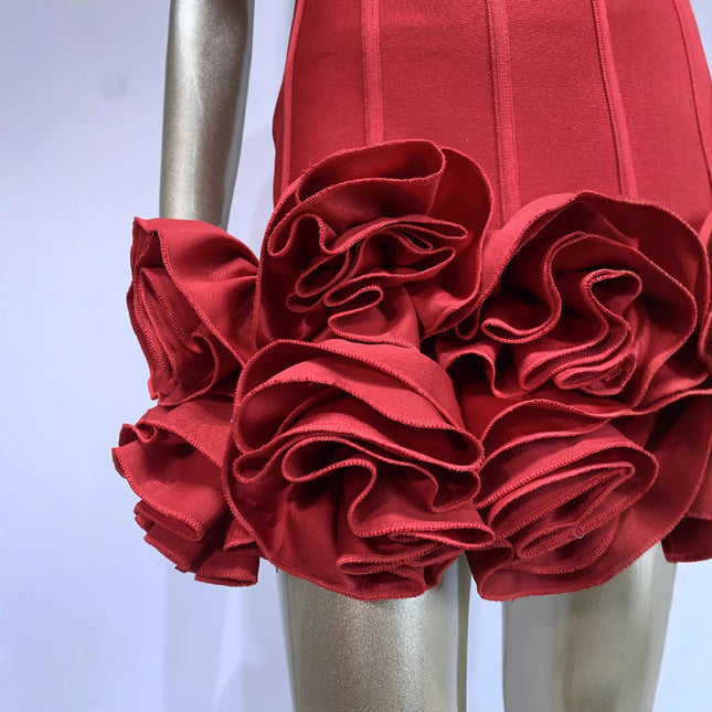 Elegant Strapless Ruched Mini Dress - Sexy Red Evening Party Outfit