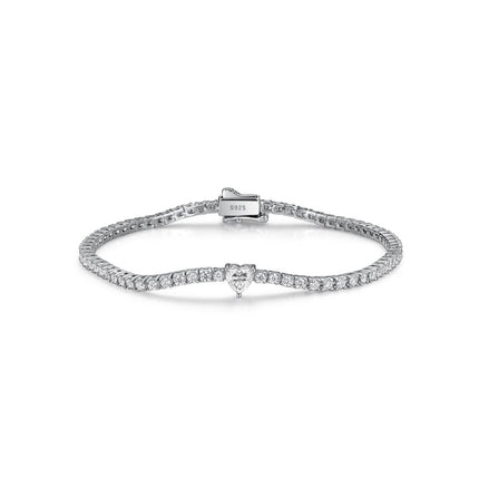 S925 Silver Heart-shaped Moissanite Bracelet - Dainty Sparkling Design For Women