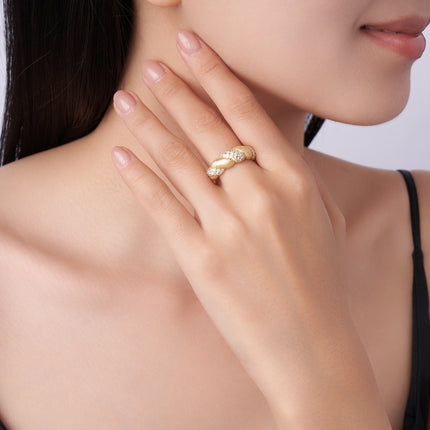 Braided Moissanite Ring - 925 Sterling Silver with Gold Plating