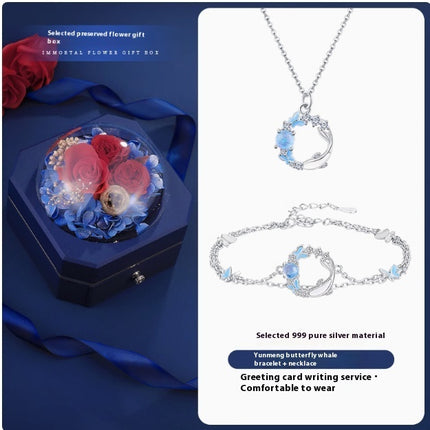 Butterfly Pendant Necklace - Sparkling CZ Crystal Moon & Star Design