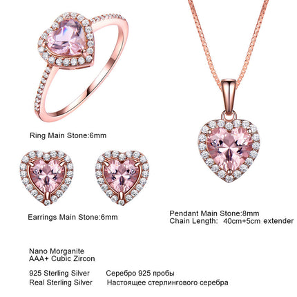 Elegant Heart Jewelry Set - Sparkling Earrings, Ring & Pendant Necklace (3-Piece Set)