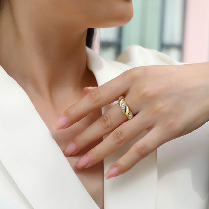 Braided Moissanite Ring - 925 Sterling Silver with Gold Plating