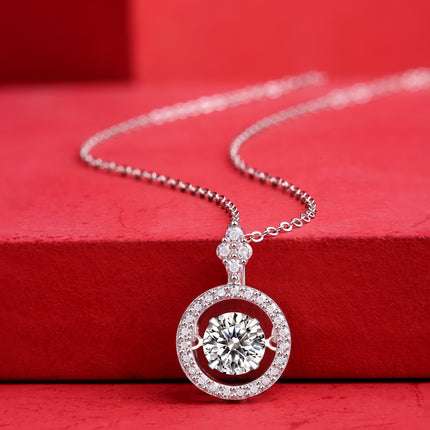Touch Moissanite Pendant Necklace - 1 Karat Sterling Silver with Platinum Plating