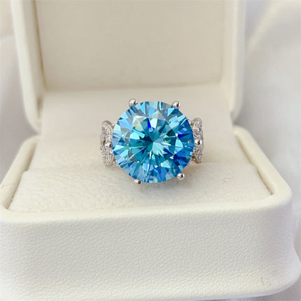 10K Blue Moissanite Diamond Ring - Luxury Women's Fine Jewelry