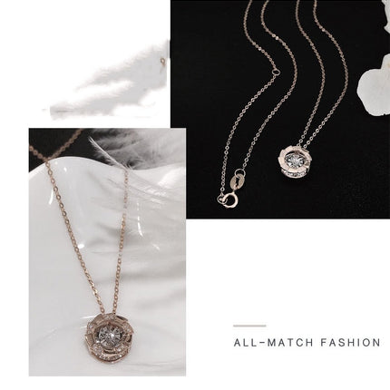 Rose Gold Pulsatile Heart Diamond Pendant Necklace - Luxury Clavicle Chain Jewelry