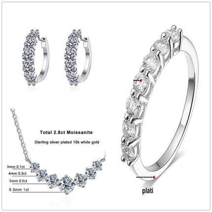 4.5 Karat Moissanite Sterling Silver Jewelry Set - Bracelet, Necklace, Earrings & Ring