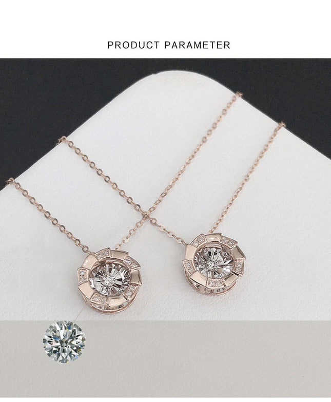 Rose Gold Pulsatile Heart Diamond Pendant Necklace - Luxury Clavicle Chain Jewelry