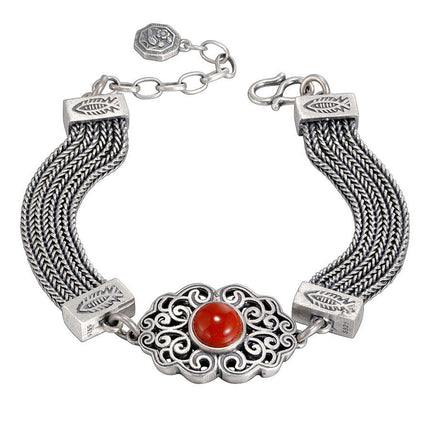 Vintage Inlaid South Red Woven Bracelet - High-End Handmade Jewelry For Women