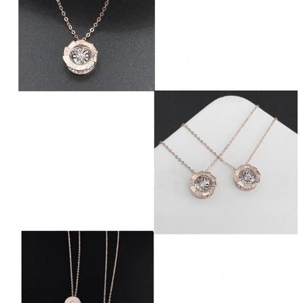 Rose Gold Pulsatile Heart Diamond Pendant Necklace - Luxury Clavicle Chain Jewelry