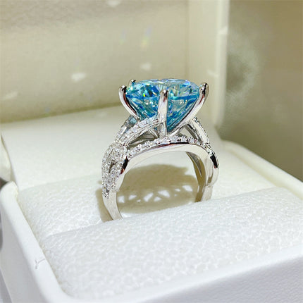 10K Blue Moissanite Diamond Ring - Luxury Women's Fine Jewelry