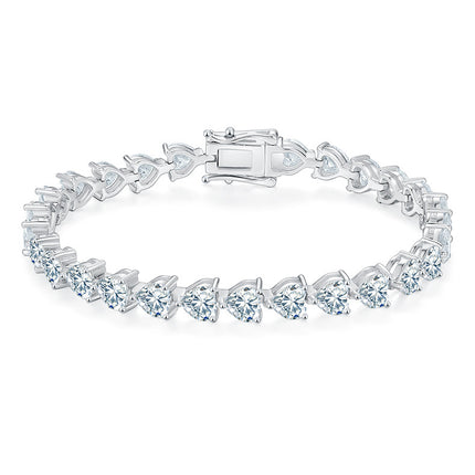 Elegant S925 Sterling Silver Bracelet - 18k Platinum Plated with Diamond Accents