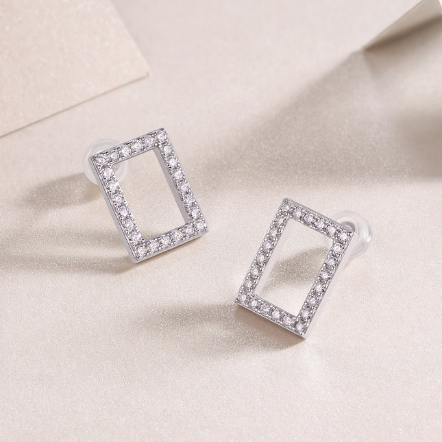 In Full Swing Moissanite Stud Earrings - Sterling Silver with Platinum Plating
