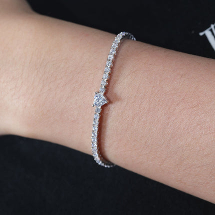 S925 Silver Heart-shaped Moissanite Bracelet - Dainty Sparkling Design For Women