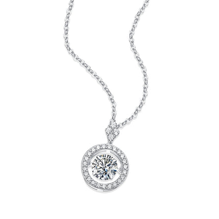 Touch Moissanite Pendant Necklace - 1 Karat Sterling Silver with Platinum Plating