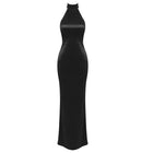 Beaded Lace-Up Back Sheath Dress With Elegant Collar Detail