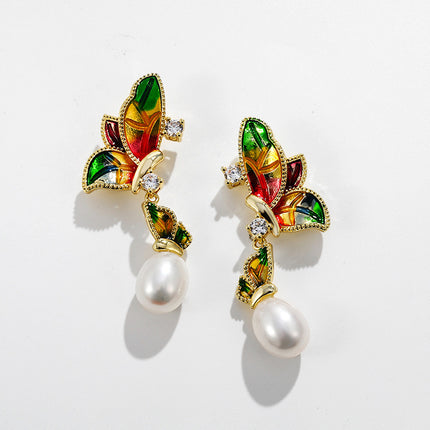 Butterfly Jewelry Set - Freshwater Pearl Necklace, Earrings & Ring