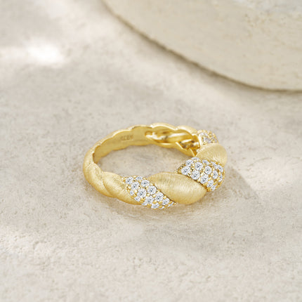 Braided Moissanite Ring - 925 Sterling Silver with Gold Plating