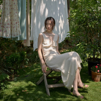 French Style Retro V-neck Embroidery Wave Lace Slim Fit Elegant Dress - Vintage Evening & Party Wear