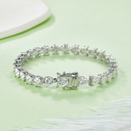 Elegant S925 Sterling Silver Bracelet - 18k Platinum Plated with Diamond Accents
