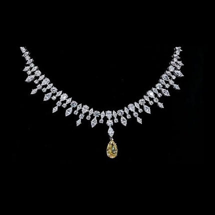 Luxury 925 Sterling Silver Diamond Necklace - White Gold Plated
