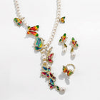 Butterfly Jewelry Set - Freshwater Pearl Necklace, Earrings & Ring