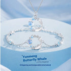 Butterfly Pendant Necklace - Sparkling CZ Crystal Moon & Star Design