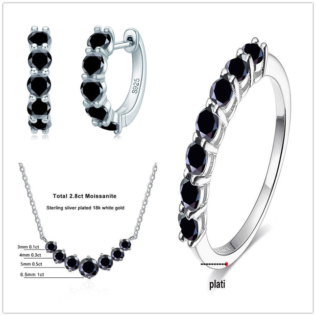 4.5 Karat Moissanite Sterling Silver Jewelry Set - Bracelet, Necklace, Earrings & Ring