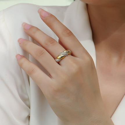 Braided Moissanite Ring - 925 Sterling Silver with Gold Plating