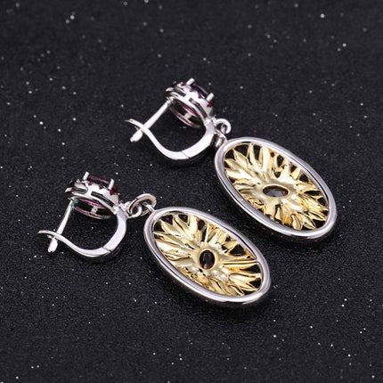 Women's Fashion Silver Inlaid Rose Earrings