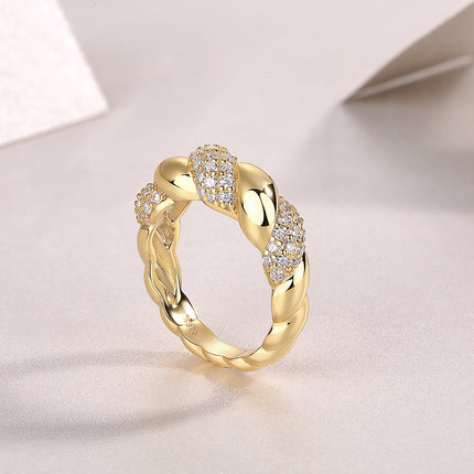 Braided Moissanite Ring - 925 Sterling Silver with Gold Plating