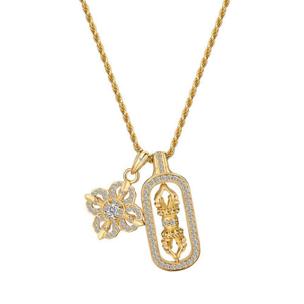 925 Sterling Silver Double Pendant Necklace - Refined Grace Layered Gold Chain