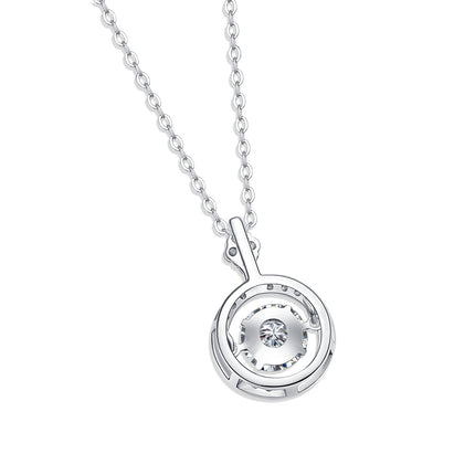 Touch Moissanite Pendant Necklace - 1 Karat Sterling Silver with Platinum Plating