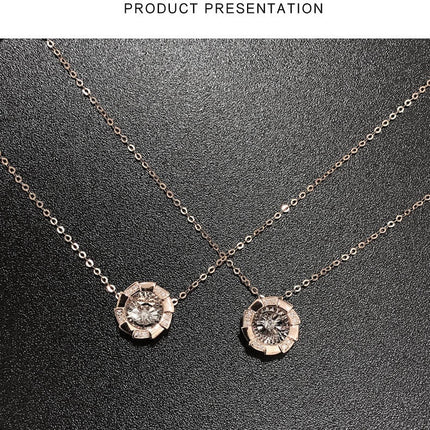 Rose Gold Pulsatile Heart Diamond Pendant Necklace - Luxury Clavicle Chain Jewelry