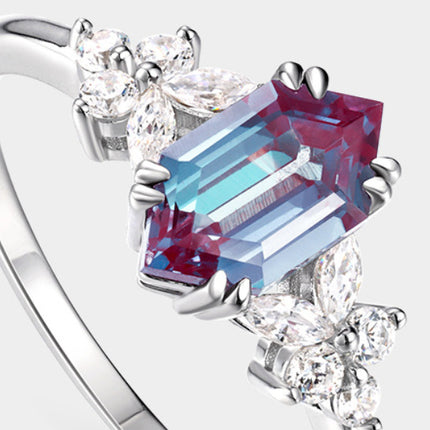 Women's Elegant Alexander Stone Ring - Simple Cultivation Crystal Cut Design