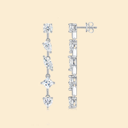 Pear-Shaped Moissanite Drop Earrings - Sterling Silver with Platinum Plating