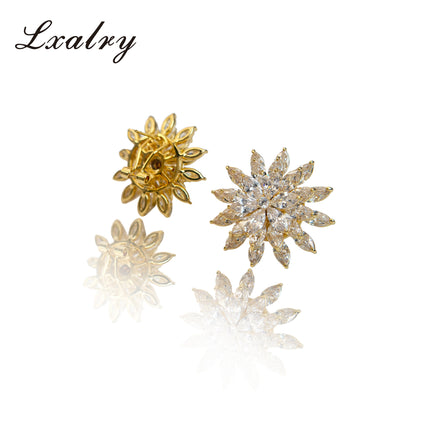 Lxalry 18K Gold Plated Copper Flower Jewelry Set - Baroque Style Statement Ring & Earrings - Hypoallergenic, Non-Tarnish, Elegant Gift For Women