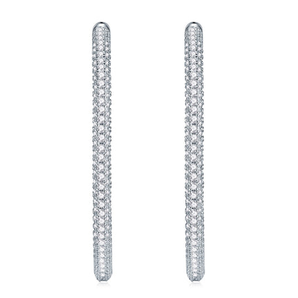 S925 Sterling Silver Moissanite Hoop Earrings - Luxury Sparkling Design