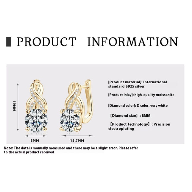 Light Luxury Moissanite infinity Twist Earrings For Women - 925 Sterling Silver