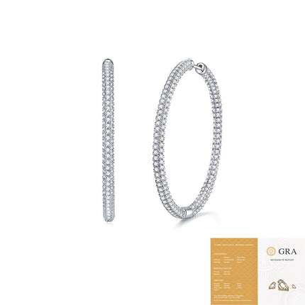 S925 Sterling Silver Moissanite Hoop Earrings - Luxury Sparkling Design