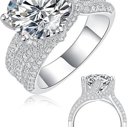 5ct Moissanite Engagement Rings For Women, 11MM Center Stone, D Color VVS1 Created Moissanite Wedding Promise Proposal Rings For Women Her, Anniversary Luxurious Bridal Gift