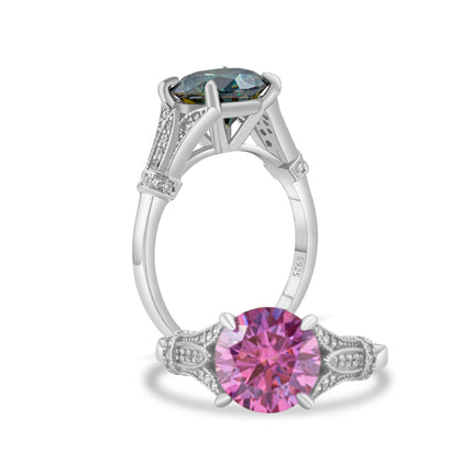 S925 Sterling Silver Moissanite Row Ring - 3 Karat Blue Gemstone Luxury