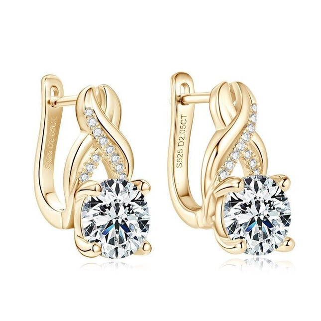Light Luxury Moissanite infinity Twist Earrings For Women - 925 Sterling Silver
