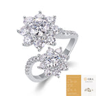 Moissanite Open Ring - Sterling Silver Adjustable Design