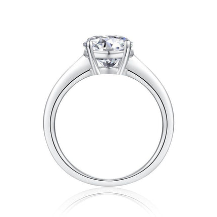 Classic Moissanite Solitaire Ring - Sterling Silver Engagement Style