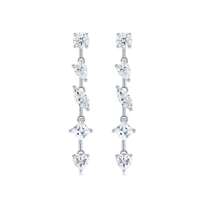 Pear-Shaped Moissanite Drop Earrings - Sterling Silver with Platinum Plating