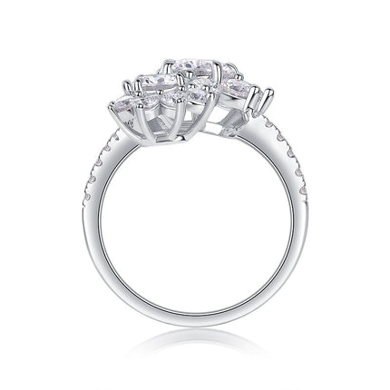 Moissanite Open Ring - Sterling Silver Adjustable Design