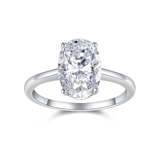 Classic Moissanite Solitaire Ring - Sterling Silver Engagement Style