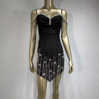 Luxury Crystal Fringe Bandage Dress - Elegant Black Bodycon Party Outfit