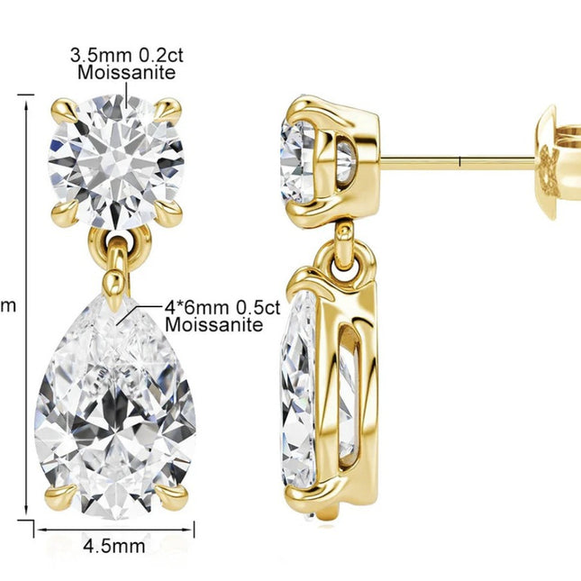 925 Sterling Silver Water Drop Moissanite Stud Earrings