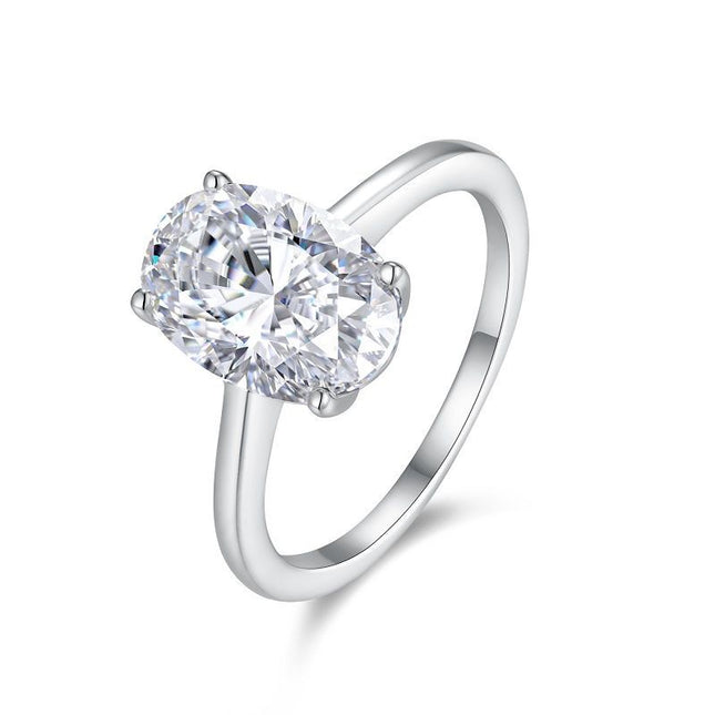 Classic Moissanite Solitaire Ring - Sterling Silver Engagement Style